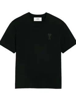 Ami Alexandre Mattiussi T-shirt Nero Uomo con logo goffrato