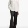 Ami Paris Uomo Camicia Bianco Micro Ricamo Cuore Rosso