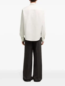 Ami Paris Uomo Camicia Bianco Micro Ricamo Cuore Rosso