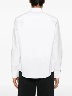 Ami Paris Uomo Camicia Bianco Micro Ricamo Cuore Bianco