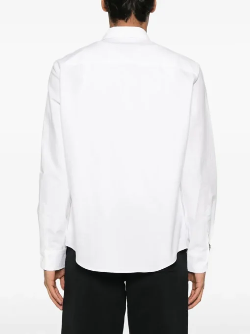 Ami Paris Uomo Camicia Bianco Micro Ricamo Cuore Bianco