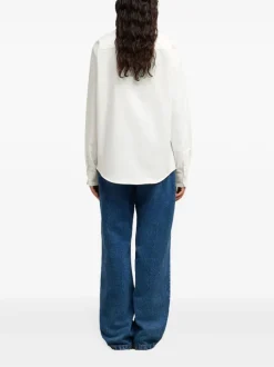 Ami Paris Uomo Camicia Bianco Micro Ricamo Cuore Rosso