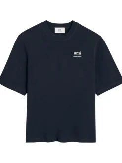 Ami Paris Uomo T-shirt Blu Stampa Logo