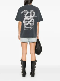 Anine Bing T-shirt Nero Donna Stampa Logo