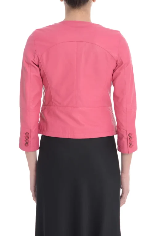 Bully Giubbotto Rosa Donna Pelle Girocollo