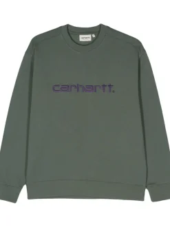 Carhartt Felpa Verde Donna Ricamo Logo