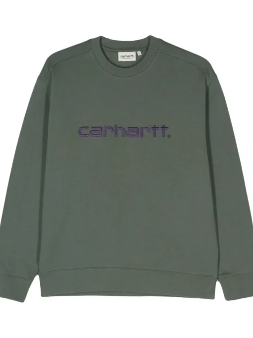 Carhartt Felpa Verde Donna Ricamo Logo