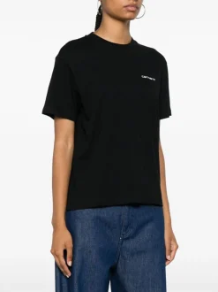 Carhartt T-shirt Nero Donna Ricamo Logo