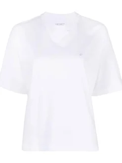 Carhartt Wip Donna T-shirt Bianco Micro Logo Ricamato