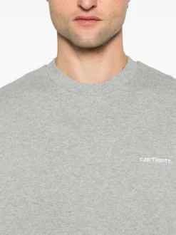Carhartt Wip Felpa Grigio Uomo Ricamo Logo