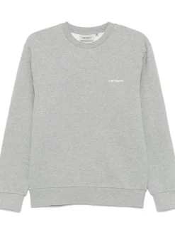 Carhartt Wip Felpa Grigio Uomo Ricamo Logo
