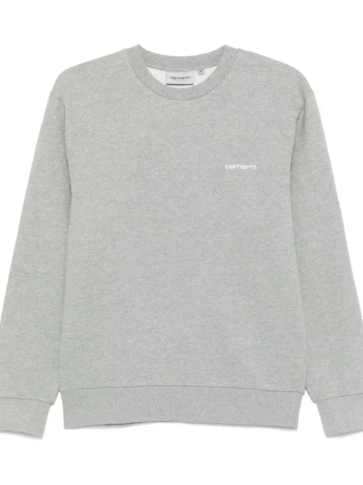 Carhartt Wip Felpa Grigio Uomo Ricamo Logo