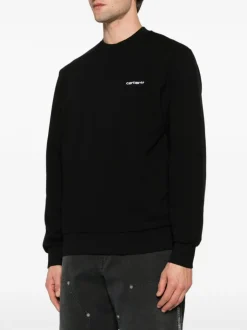 Carhartt Wip Felpa Nero Uomo Ricamo Logo