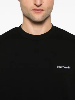 Carhartt Wip Felpa Nero Uomo Ricamo Logo