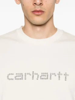 Carhartt Wip T-shirt Bianco Uomo Logo Strass
