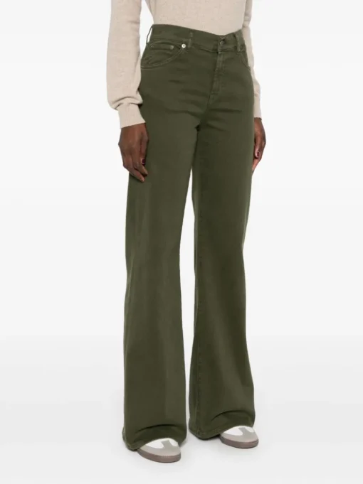 Dondup Jeans Verde Donna Svasato