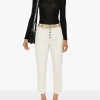 Dondup Pantalone Bianco Donna Nima Bottoni a Vista