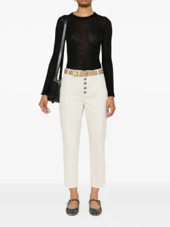 Dondup Pantalone Bianco Donna Nima Bottoni a Vista