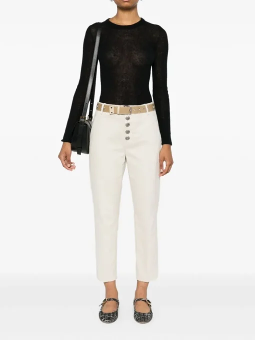 Dondup Pantalone Bianco Donna Nima Bottoni a Vista