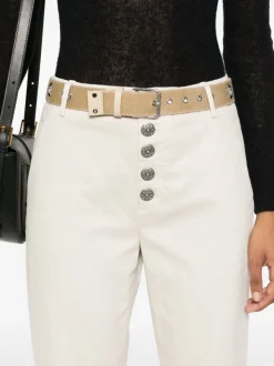 Dondup Pantalone Bianco Donna Nima Bottoni a Vista