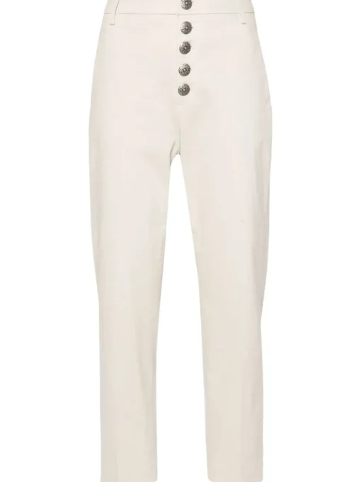 Dondup Pantalone Bianco Donna Nima Bottoni a Vista