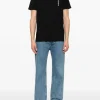 Dondup Uomo T-shirt Nero Stampa Logo Verticale