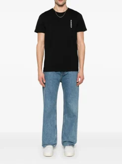 Dondup Uomo T-shirt Nero Stampa Logo Verticale
