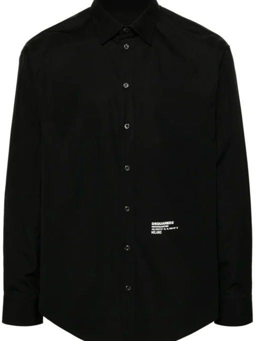 Dsquared2 Camicia Nero Uomo Logo Coordinate