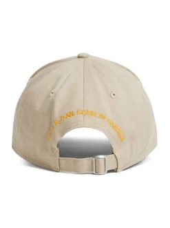 Dsquared2 Cappellino Beige Uomo Ricamo Bandiera Canada