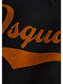 Dsquared2 Felpa Nero Uomo Girocollo Stampa Logo Stile Baseball