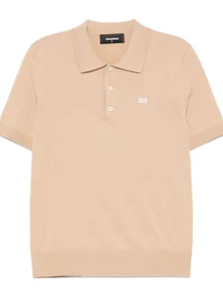 Dsquared2 Polo Beige Uomo Micro Ricamo Logo