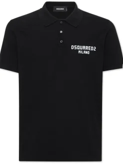 Dsquared2 Polo Nero Uomo Motivo Logo