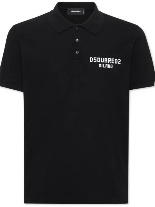 Dsquared2 Polo Nero Uomo Motivo Logo