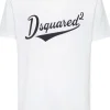 Dsquared2 T-shirt Bianco Uomo Logo Stile Baseball