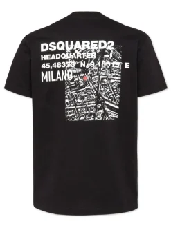 Dsquared2 T-shirt Nero Uomo Grafica Posteriore
