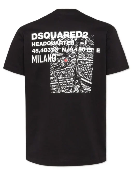 Dsquared2 T-shirt Nero Uomo Grafica Posteriore