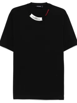 Dsquared2 T-shirt Nero Uomo Ricamo Logo Scollo
