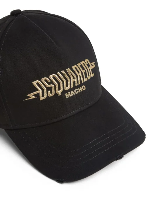 Dsquared2 Uomo Cappellino Nero Ricamo Macho