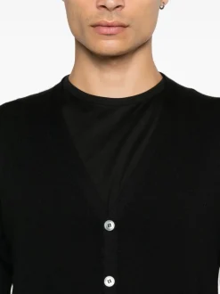 Fileria Cardigan Nero Uomo con Bottoni