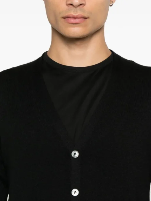 Fileria Cardigan Nero Uomo con Bottoni