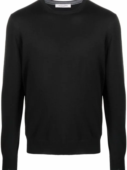 Fileria Maglia Nero Uomo Girocollo Lana