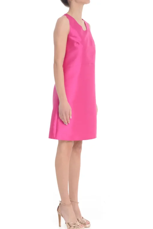 F.it Abito Fucsia Donna Scollo Tondo