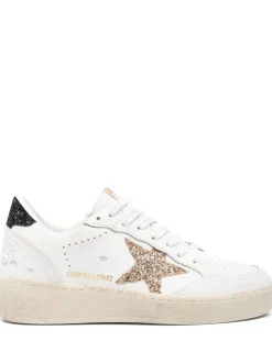 Golden Goose Donna Scarpe Bianco-Oro Ball Star