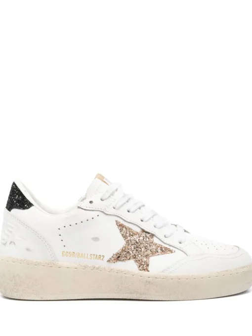 Golden Goose Donna Scarpe Bianco-Oro Ball Star