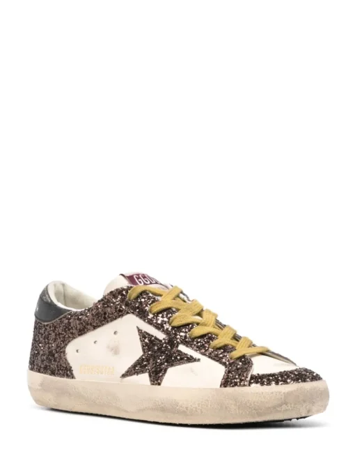 Golden Goose Scarpa Bianco-Marrone Donna Super Star Glitterate