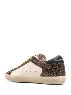 Golden Goose Scarpa Bianco-Marrone Donna Super Star Glitterate