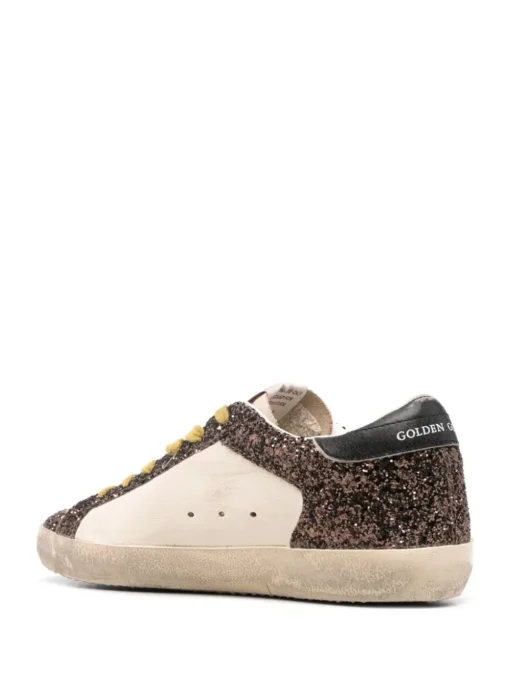 Golden Goose Scarpa Bianco-Marrone Donna Super Star Glitterate
