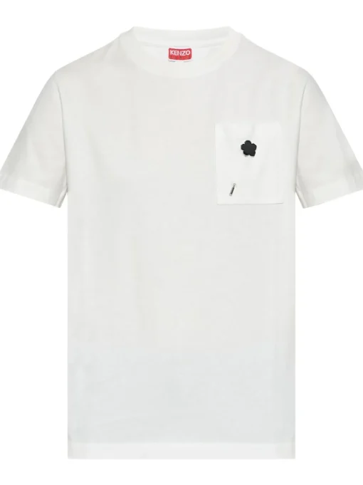 Kenzo Donna T-shirt Bianco Tasca Applicata