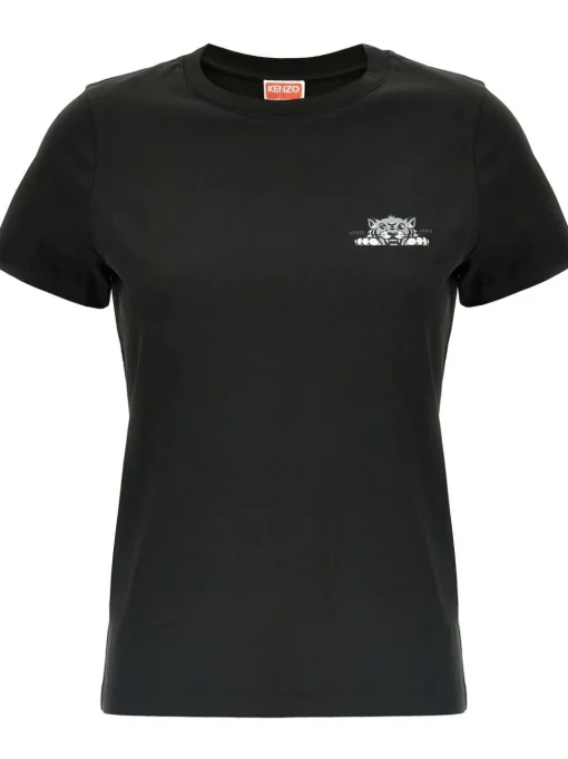 Kenzo Donna T-shirt Nero Micro Happy Tiger