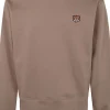 Kenzo Felpa Uomo Marrone Patch Testa Tigre